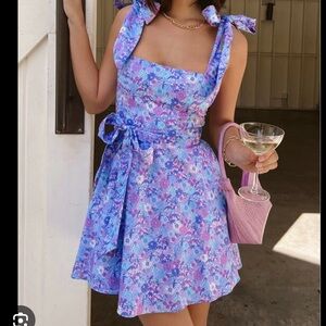 Show Me Your MuMu Floral Mini Dress - Purple and Pink